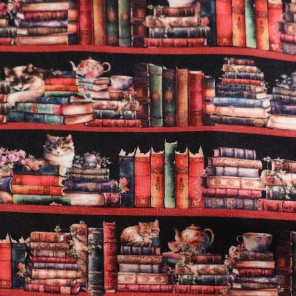 NWT Vintage-Inspired Cat & Book Wrap Dress, size 8 - Picture 11 of 15